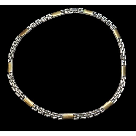 Men's Retro Gold And Silver Tone Chain Link Necklace - Picture 1 of 6